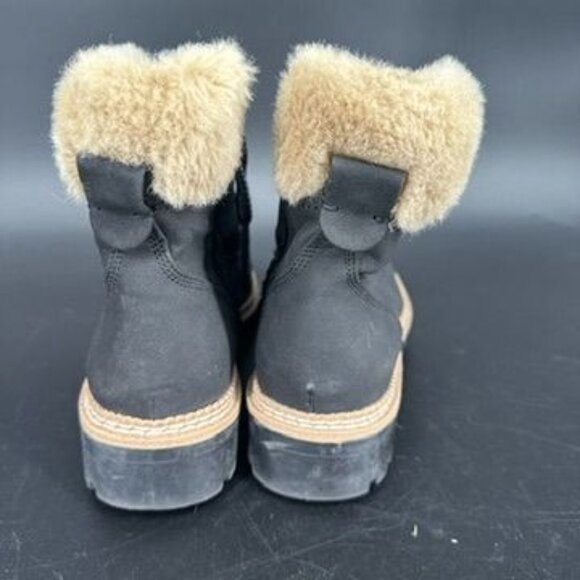 Steve Madden Alaska Faux Fur Black Leather Combat Women Boots Size 9 - Picture 7 of 8